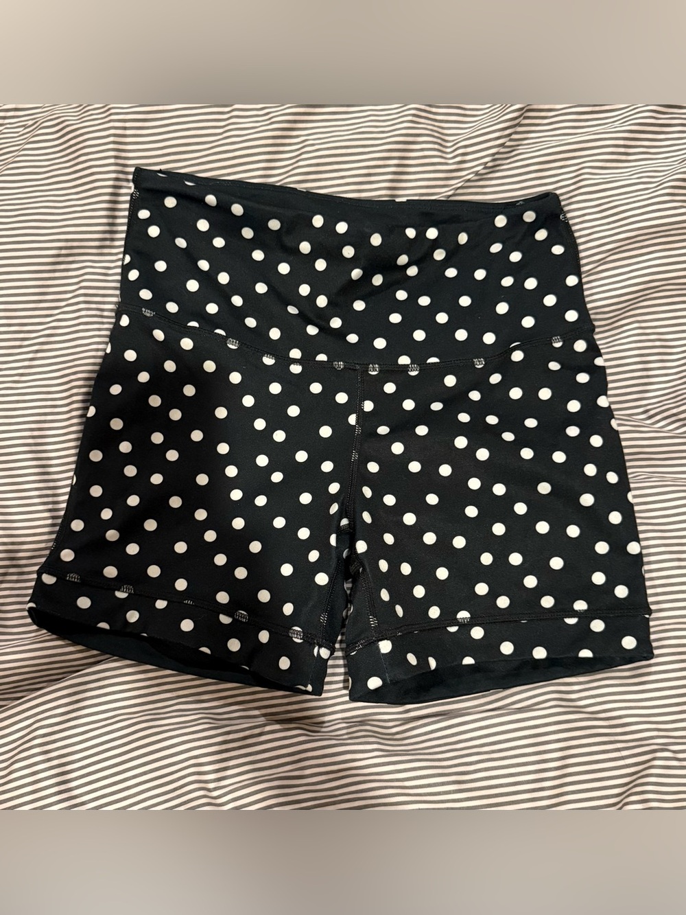 Max Studio Black and White Polka Dot Bike Shorts